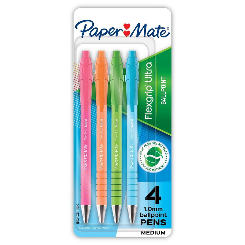 Paper Mate 4pk Ballpoint Pens Black Ink Flexgrip Ultra
