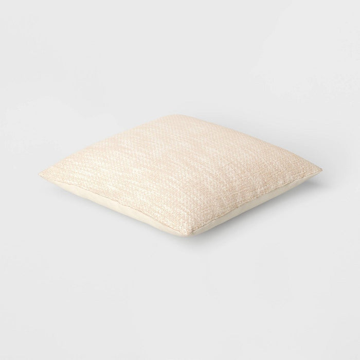 Textured Woven Cotton Square Throw Pillow Khaki - Room Essentials: Dobby Cotton, Indoor Use, Polyester Fill