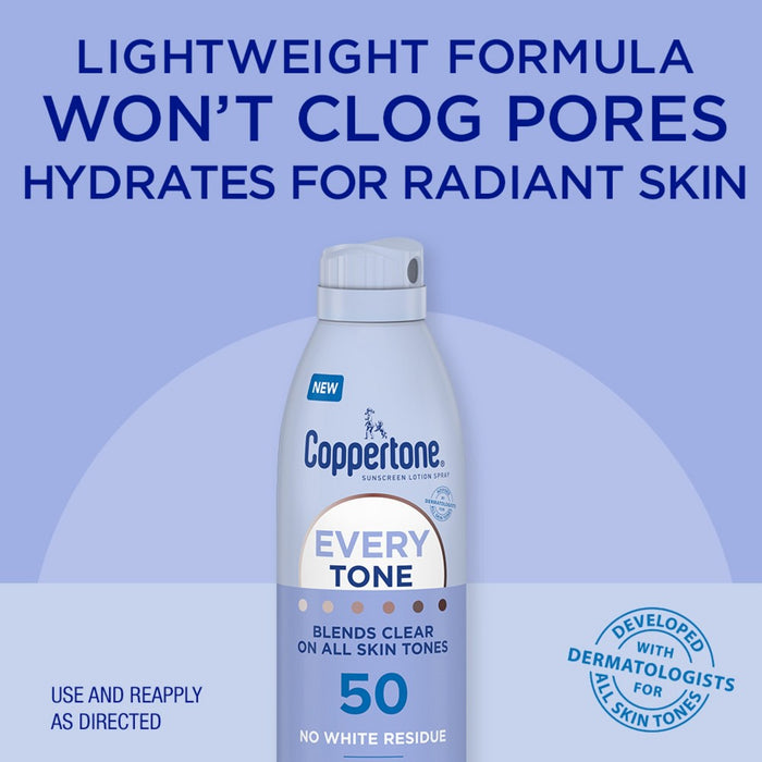 Coppertone Every Tone Sunscreen Spray - SPF 50 - 5oz