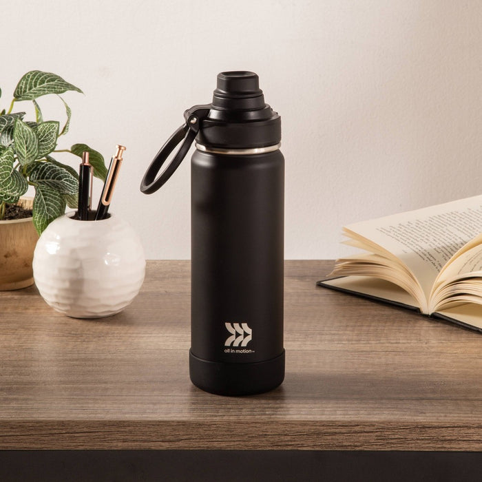 24oz Vacuum Insulated Stainless Steel Water Bottle Black - All In Motion