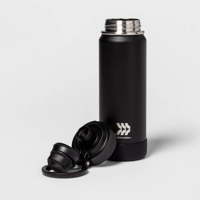 24oz Vacuum Insulated Stainless Steel Water Bottle Black - All In Motion