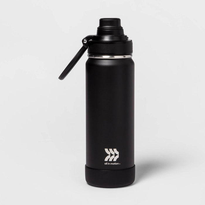 24oz Vacuum Insulated Stainless Steel Water Bottle Black - All In Motion