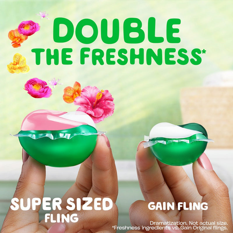 Gain Flings Hibiscus Hula HE Compatible Happy Laundry Detergent Soap Pacs - 25ct