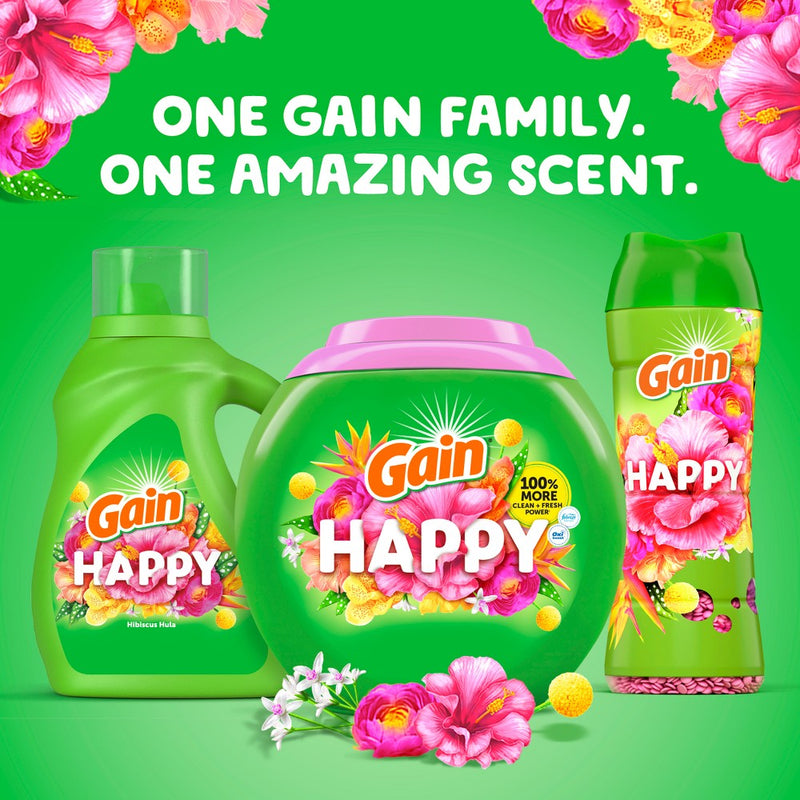 Gain Flings Hibiscus Hula HE Compatible Happy Laundry Detergent Soap Pacs - 25ct