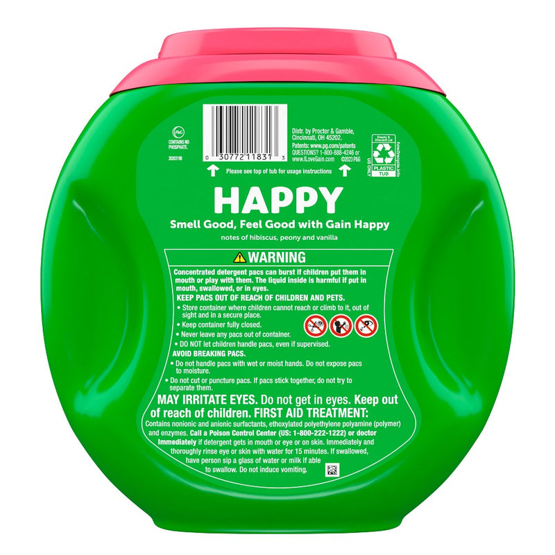Gain Flings Hibiscus Hula HE Compatible Happy Laundry Detergent Soap Pacs - 25ct