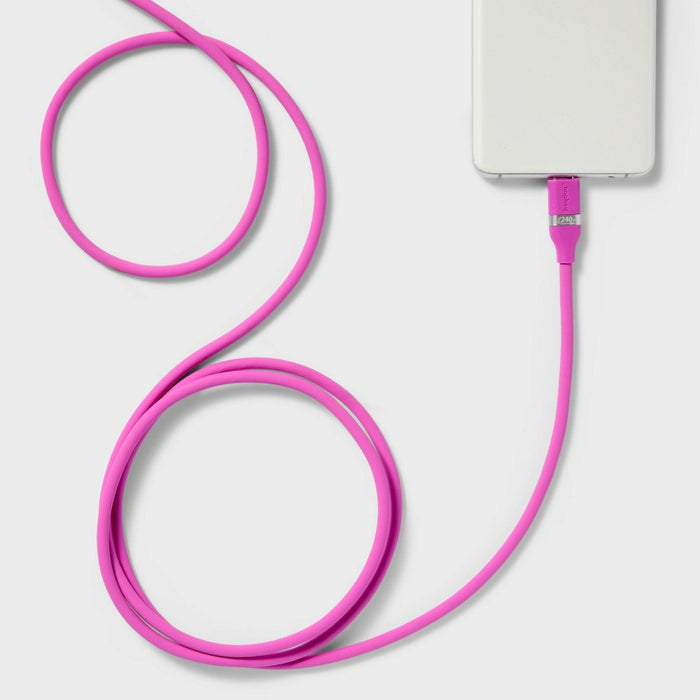 6' USB-C to USB-C Fast Charging Silicone Cable - heyday Neon Violet