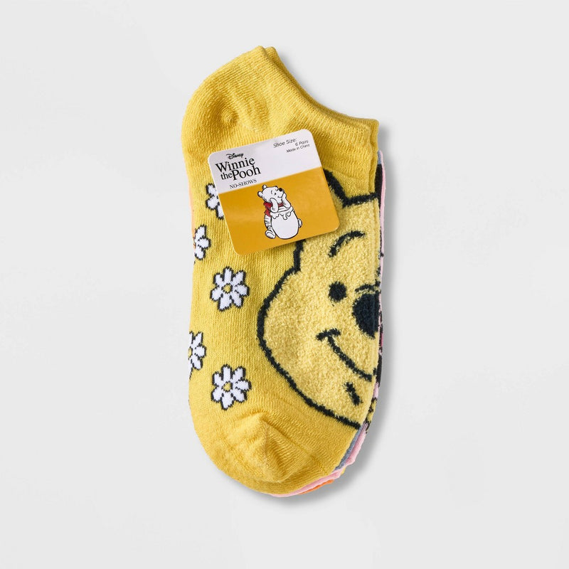 Women's 6pk Winnie The Pooh Low Cut Socks - Assorted Colors 4-10