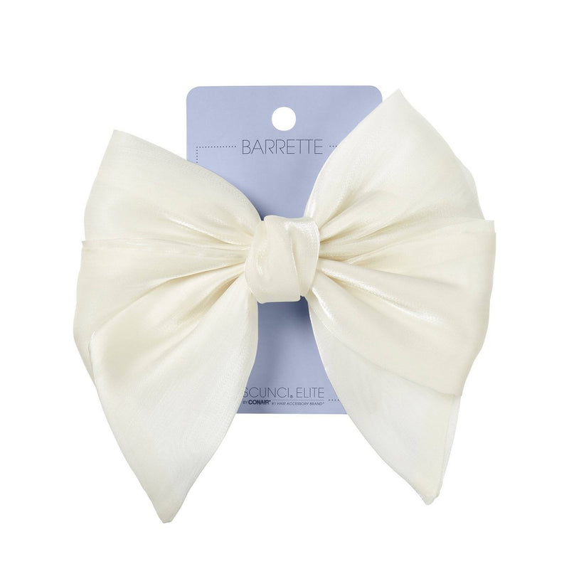scunci Elite Bow Barrette - Ivory
