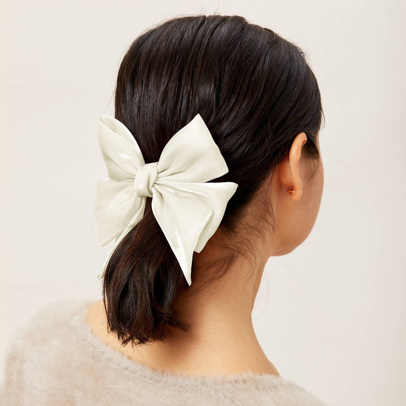scunci Elite Bow Barrette - Ivory
