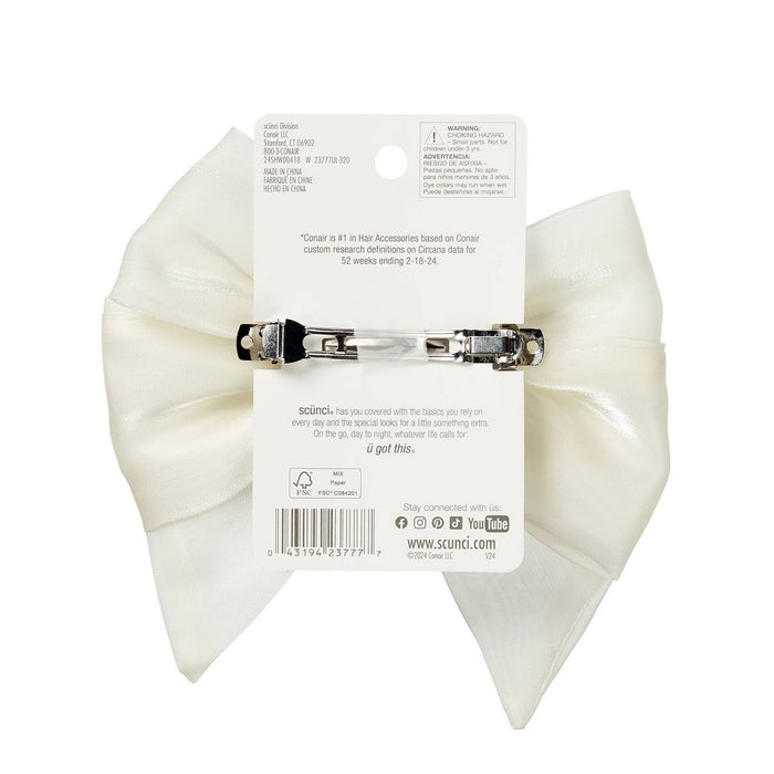 scunci Elite Bow Barrette - Ivory