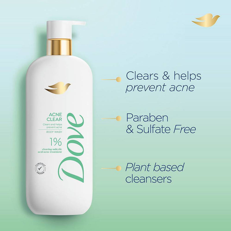 Dove Serum Body Wash with 1% Clearing Salicylic Acid - Acne Clear - 18.5 fl oz