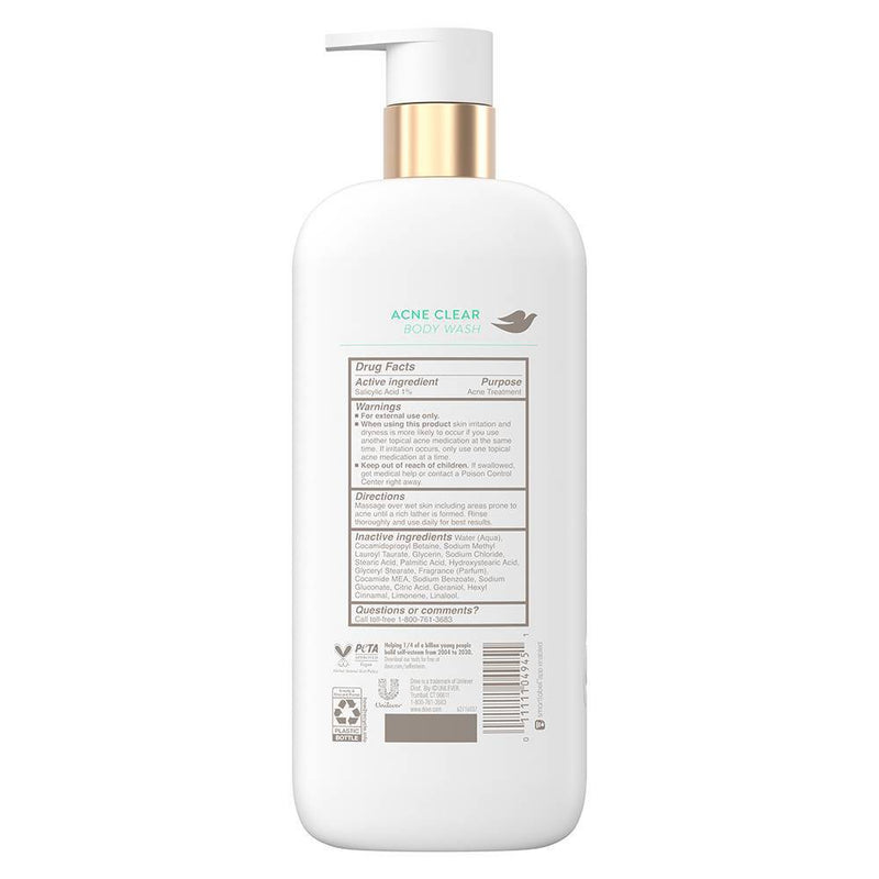 Dove Serum Body Wash with 1% Clearing Salicylic Acid - Acne Clear - 18.5 fl oz