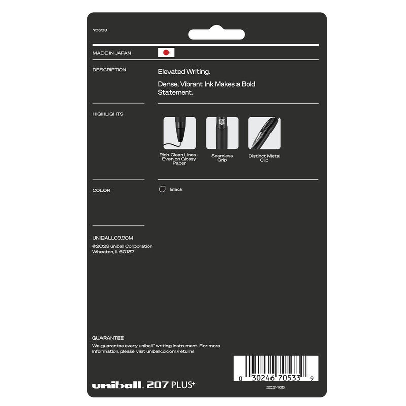 uniball 6pk 207 Plus+ Gel Pen 0.7mm Medium Point Black Ink Black Barrel