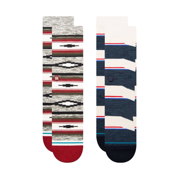 STANCE x WADE Men's Striped Blanket Crew Socks 2pk - Red/Blue L