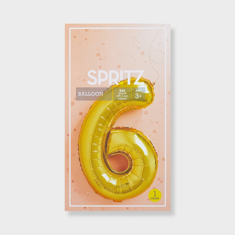 34" Number 6 Foil Balloon - Spritz