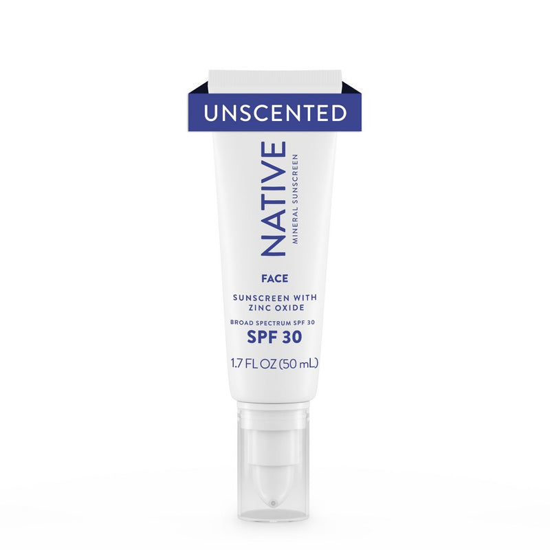 Native Mineral Face Lotion - Unscented - SPF 30 - 1.7 fl oz EXP: 04/26