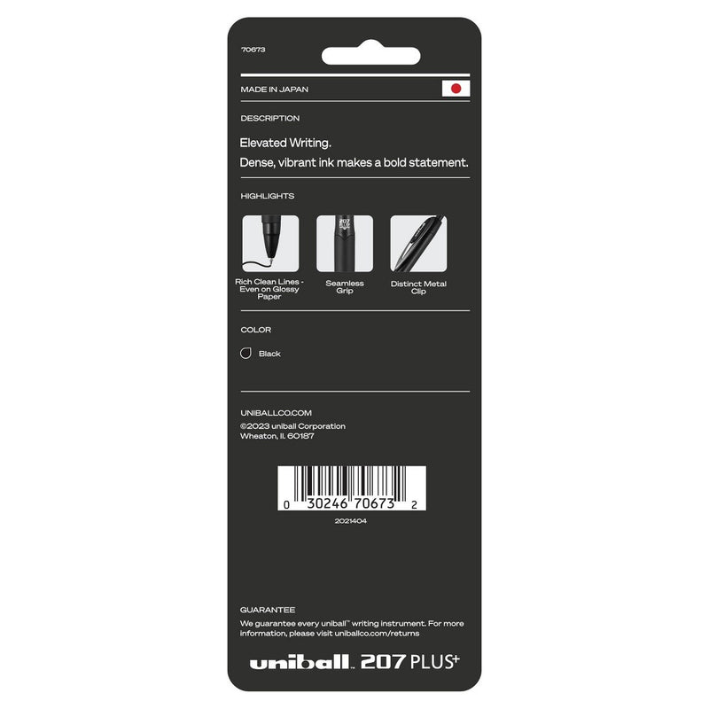 uniball 3pk 207 Plus+ Gel Pen 0.7mm Medium Point Black Ink