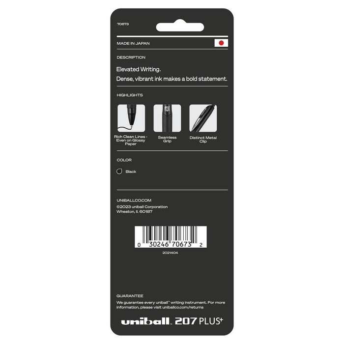 uniball 3pk 207 Plus+ Gel Pen 0.7mm Medium Point Black Ink