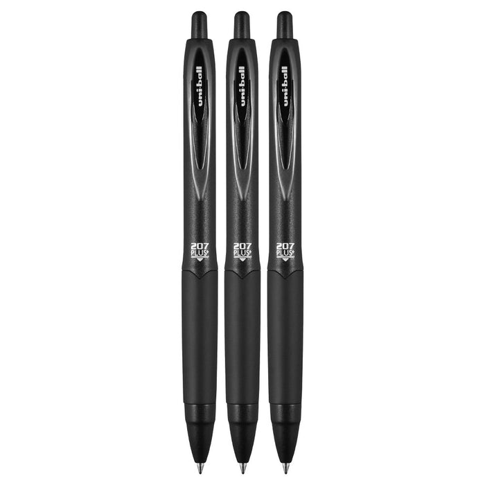 uniball 3pk 207 Plus+ Gel Pen 0.7mm Medium Point Black Ink