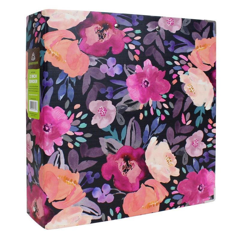 2" 3 Ring Binder Floral Black - greenroom