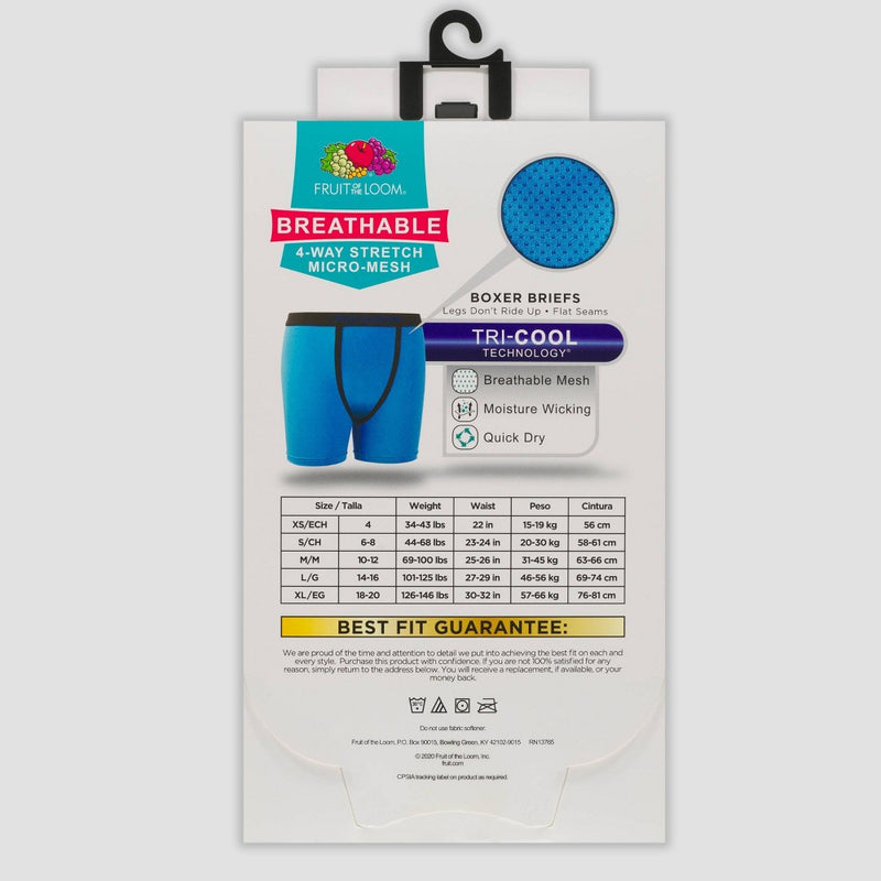 Fruit of the Loom Boys' 5pk Solid/Printed Micro Mesh Boxer Briefs - S