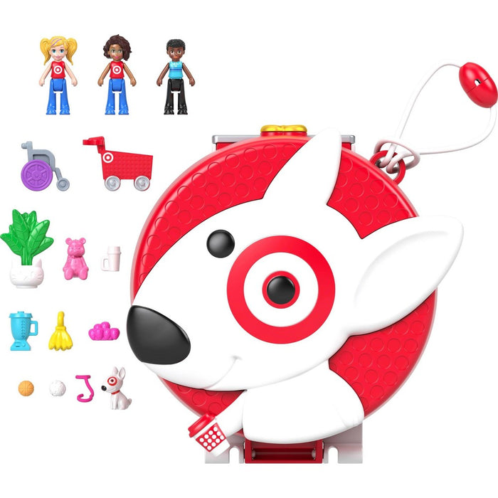 Polly Pocket Target Bullseye Adventure: Doll Playset, 16 Pieces, Plastic, No Battery Required, Ages 4+