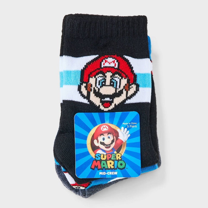 Boys' Super Mario 3pk Crew Socks - M/L