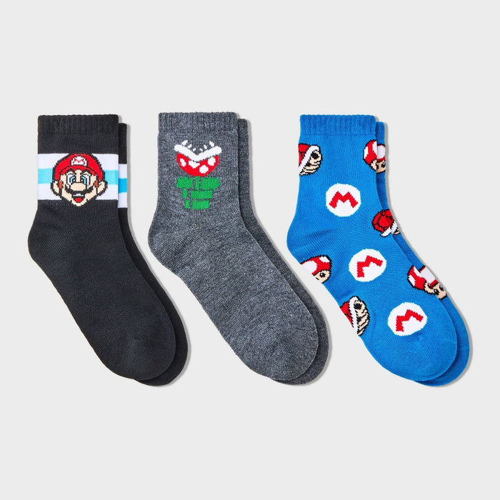 Boys' Super Mario 3pk Crew Socks - M/L