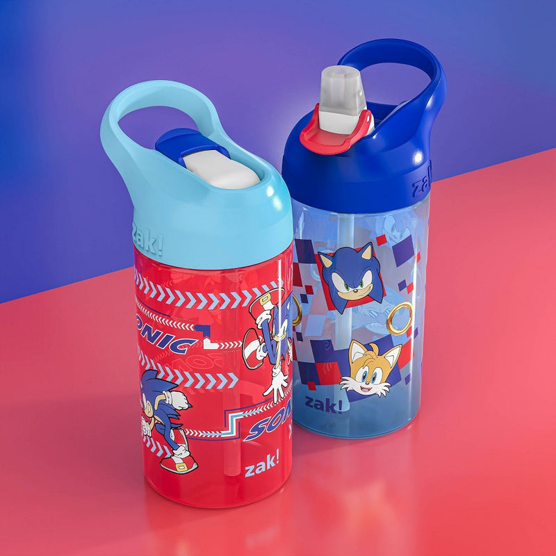 Zak Designs 2pk 16 fl oz Plastc Atlantic Sonic The Hedgehog Water Bottles