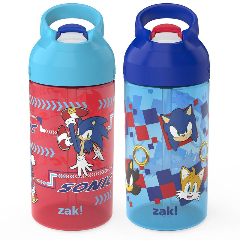 Zak Designs 2pk 16 fl oz Plastc Atlantic Sonic The Hedgehog Water Bottles