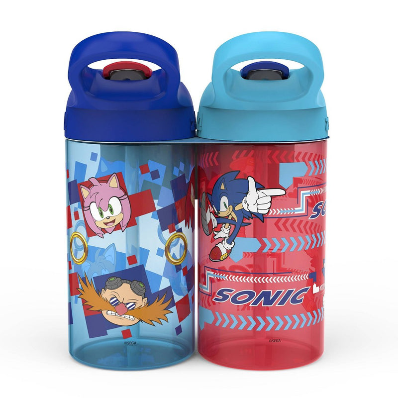Zak Designs 2pk 16 fl oz Plastc Atlantic Sonic The Hedgehog Water Bottles