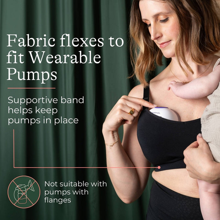 Kindred Bravely for Lansinoh, Nursing and Wearable Pumping Bra - M/L Busty - Black
