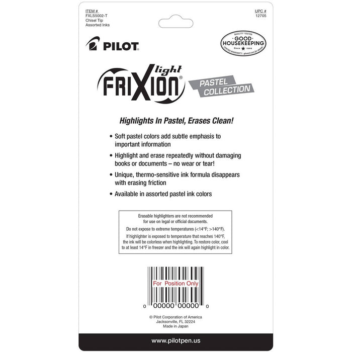 Pilot 5ct FriXion Light Pastel Erasable Highlighters Chisel Tip Assorted Inks