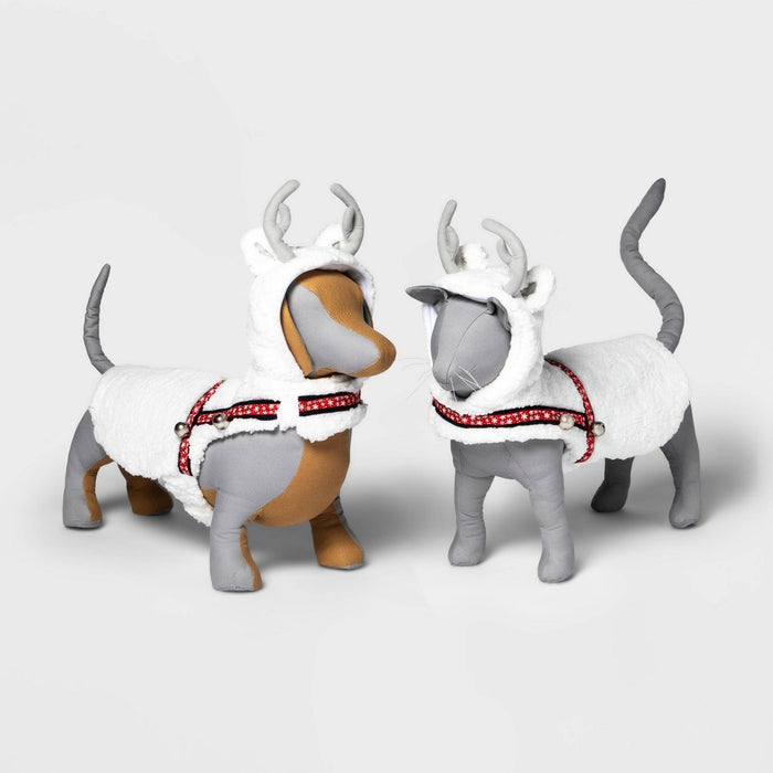 Dog and Cat Hoodie Costume - White Reindeer - XS - Wondershop