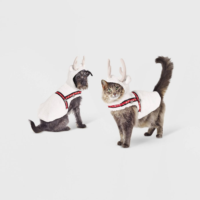Dog and Cat Hoodie Costume - White Reindeer - XS - Wondershop
