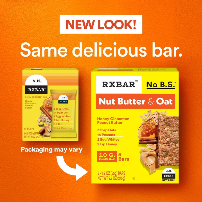 RXBAR Nut Butter & Oat Honey Cinnamon Peanut Butter Protein Bars - 9.7oz/5ct