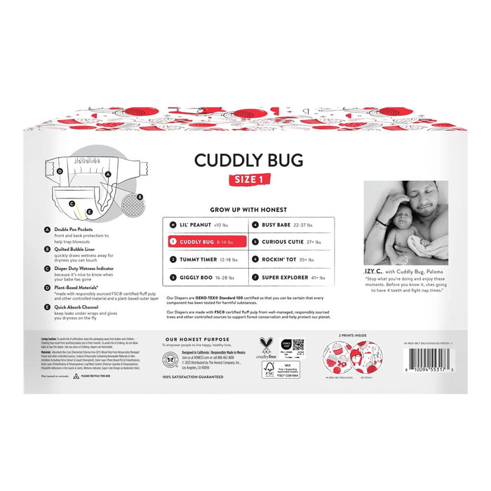 The Honest Company Clean Conscious Disposable Diapers In-RED-Ibly Delicious & So Fetch - Size 1 - 78ct