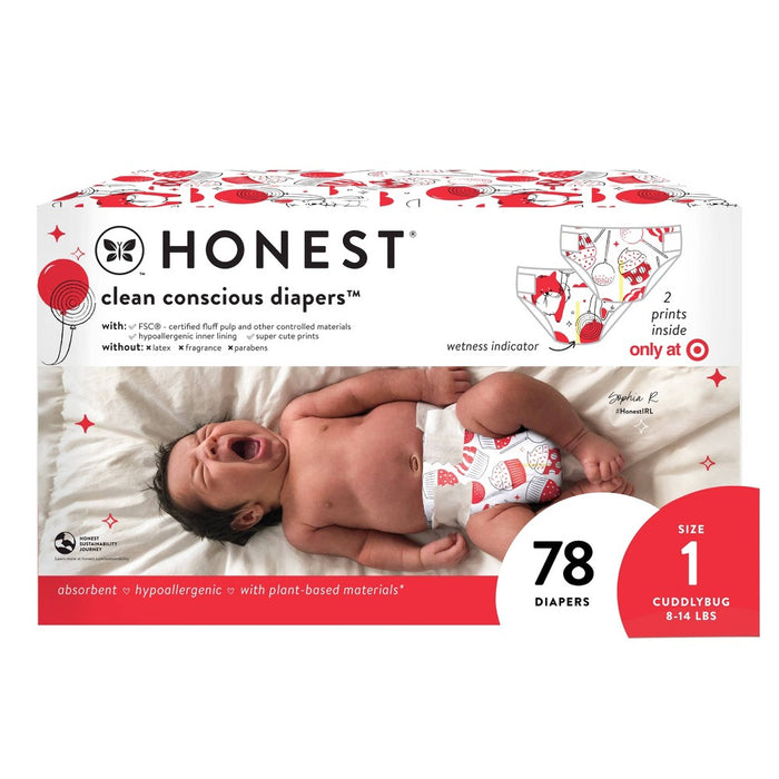The Honest Company Clean Conscious Disposable Diapers In-RED-Ibly Delicious & So Fetch - Size 1 - 78ct