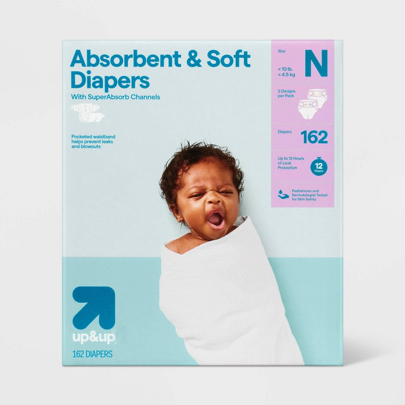 Disposable Diapers - Newborn Size - 162ct - up&upIA