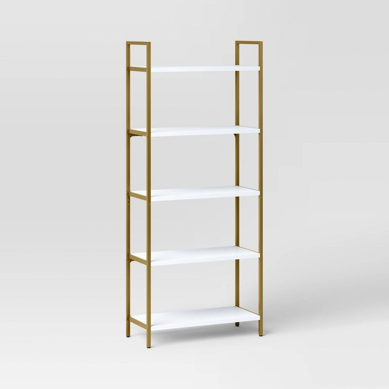 72" Loring 5 Shelf Ladder Bookshelf White - Threshold: Metal Frame, Fixed Shelves (LOCAL PICKUP ONLY)