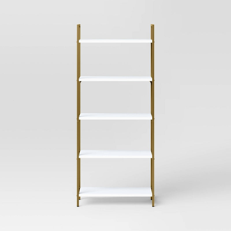 72" Loring 5 Shelf Ladder Bookshelf White - Threshold: Metal Frame, Fixed Shelves (LOCAL PICKUP ONLY)