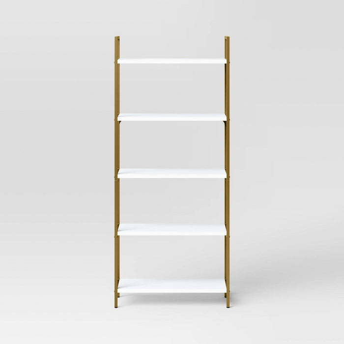 72" Loring 5 Shelf Ladder Bookshelf White - Threshold: Metal Frame, Fixed Shelves (LOCAL PICKUP ONLY)