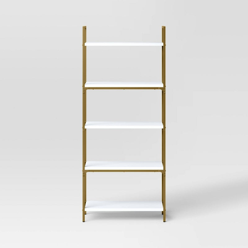 72" Loring 5 Shelf Ladder Bookshelf White - Threshold: Metal Frame, Fixed Shelves (LOCAL PICKUP ONLY)