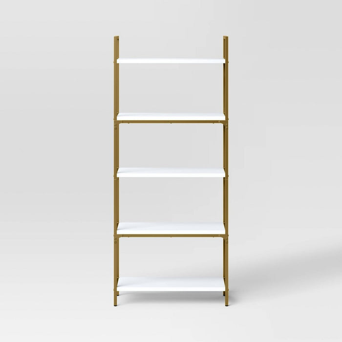 72" Loring 5 Shelf Ladder Bookshelf White - Threshold: Metal Frame, Fixed Shelves (LOCAL PICKUP ONLY)