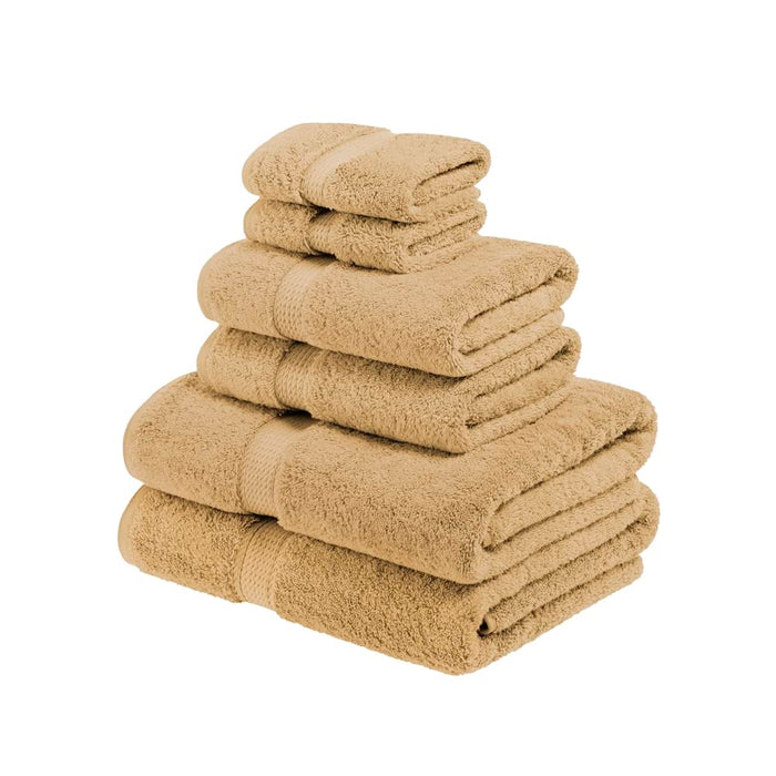 Superior Egyptian Cotton Pile 6 Piece Towel Set, Includes 2 Bath, 2 Hand, 2 Face Towels/Washcloths, Ultra Soft Luxury Towels, Thick Plush Essentials, Guest Bath, Spa, Hotel Bathroom, Toast
