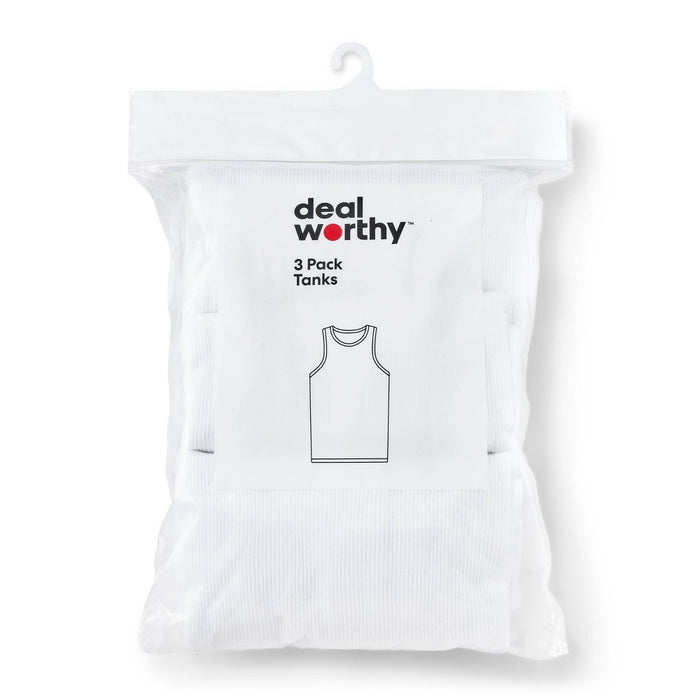 Men's Tank Top 3pk - Dealworthy White M