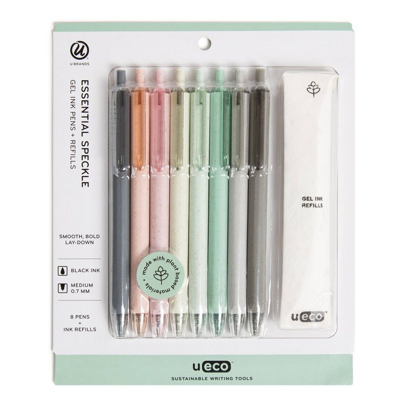 U Brands U-Eco 8ct Gel Ink Pens with Refills Essential Speckle