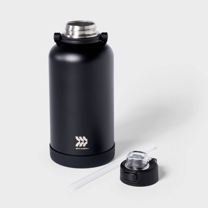 64oz Stainless Steel Vacuum Insulated Water Bottle Black - All In Motion