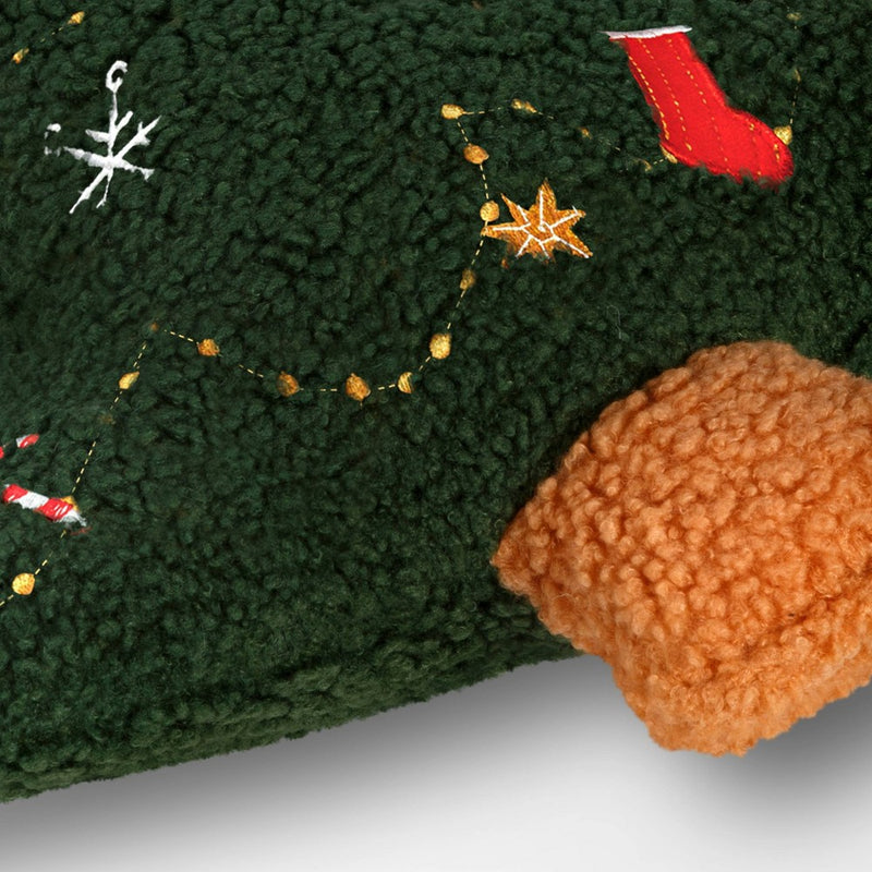 Shaped Christmas Tree Faux Shearling Throw Pillow Green - Wondershop
