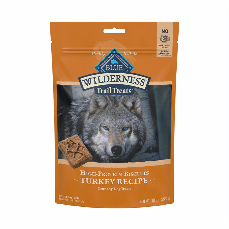 Blue Buffalo Wilderness Trail Treats High Protein Grain Free Crunchy Dog Treats Biscuits with Turkey Recipe - 10oz